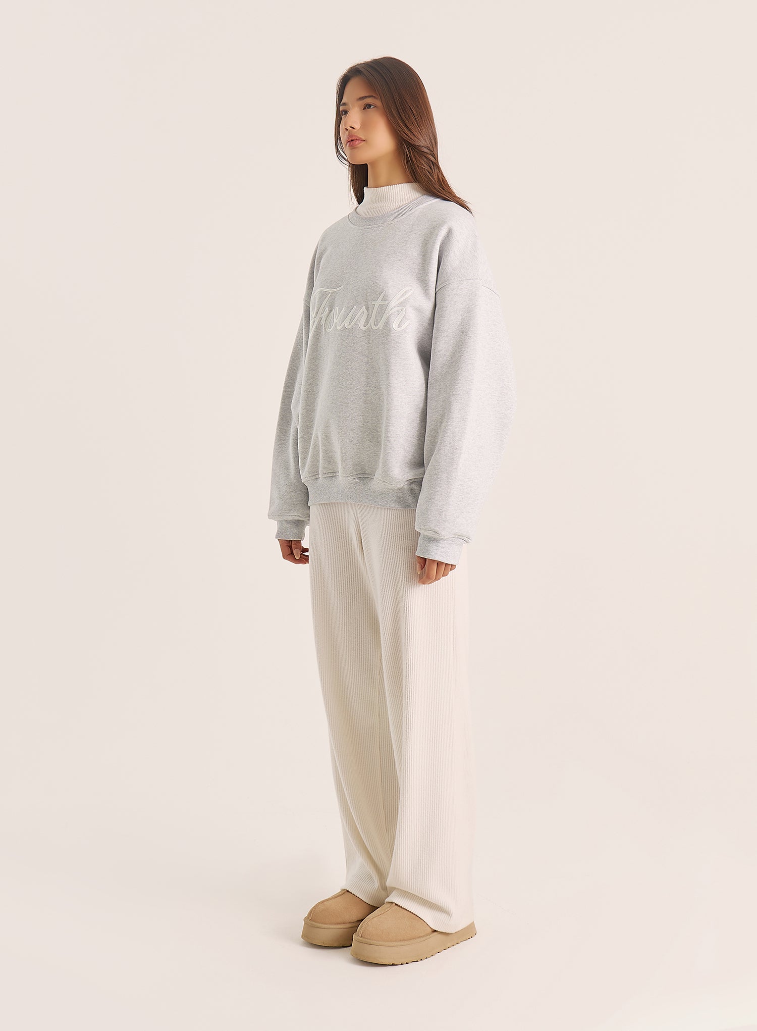 Light Grey Fourth Script Slogan Sweatshirt